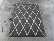 Hand Tufted Geometric Wool Rug, Diamond Pattern Area Rug for Living Room