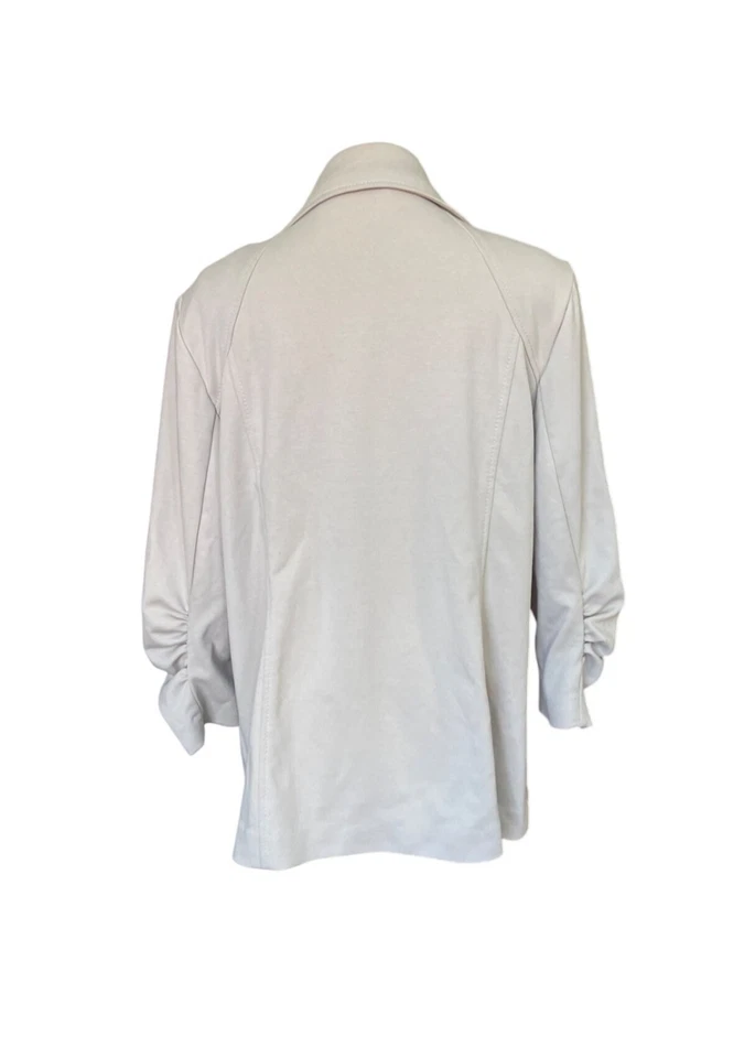 Susan Graver 3/4 袖西装外套,尺寸 L,超大学院风办公室弹力 — 第 2/4 张图片