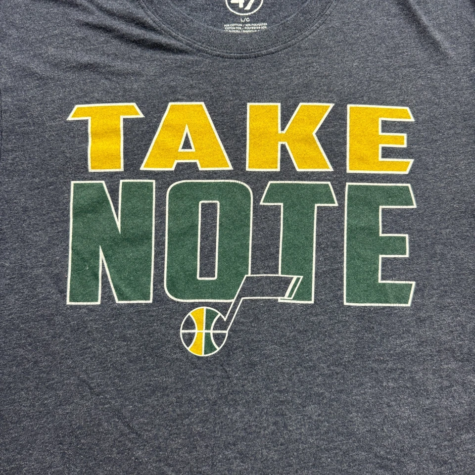 Utah Jazz Shirt Size L Youth Teens '47 Take Note NBA Basketball Gray - Image 2 of 4