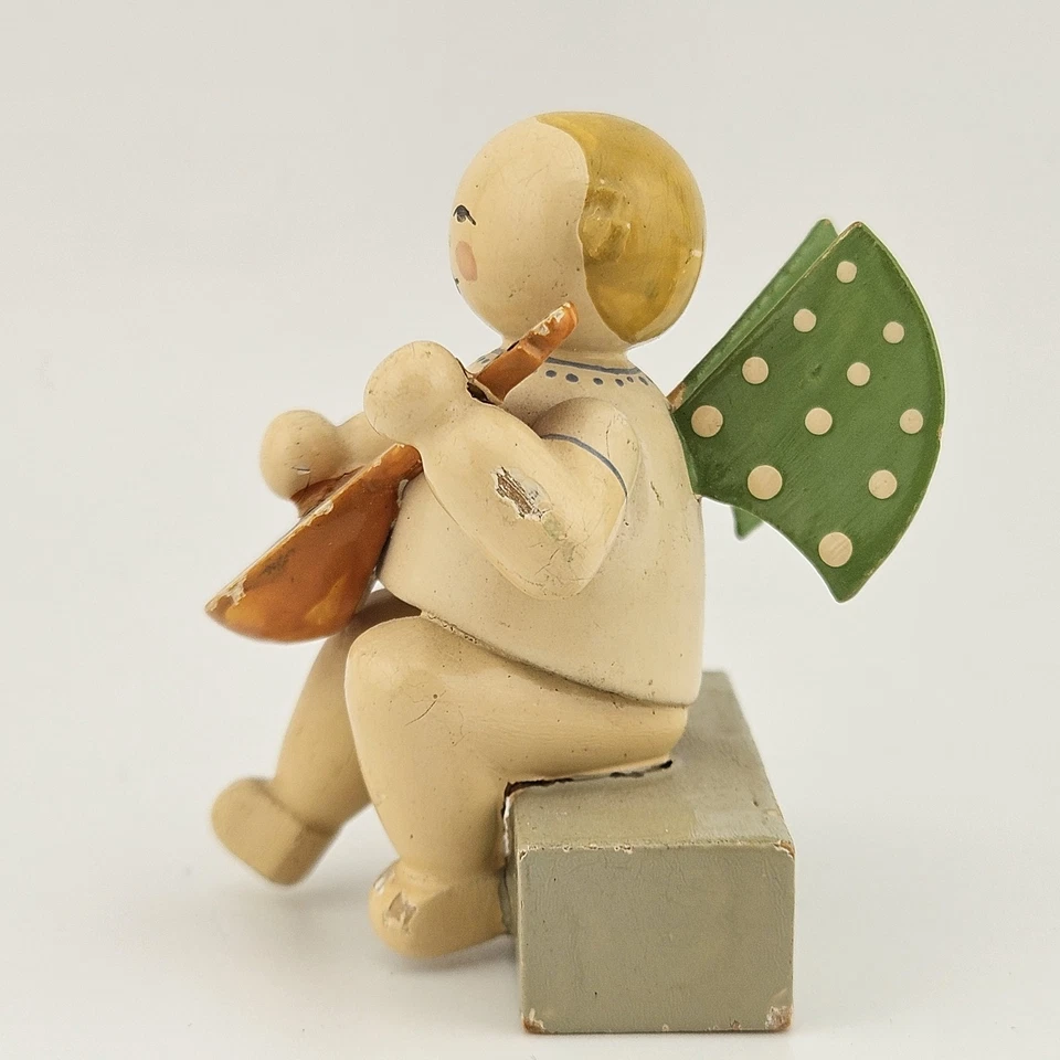 Wendt & Kühn Engel mit Mandoline sitzend blond 650/4a Rarität Nachkrieg - Bild 3 von 4