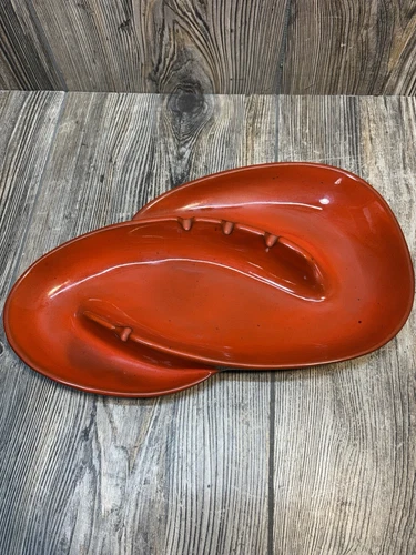 Vintage MCM Frankoma Pottery F203 Burnt Orange Ashtray 12” x 7”