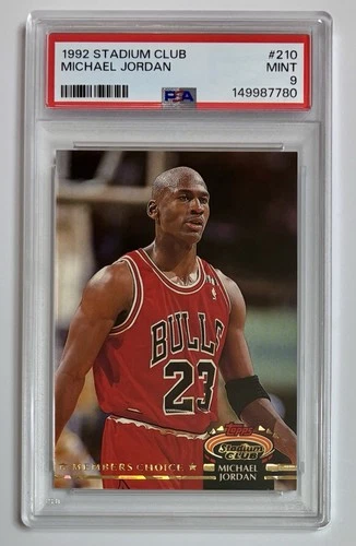 Michael Jordan 1992 Topps Stadium Club Members Choice PSA 9 Mint NBA Card #210