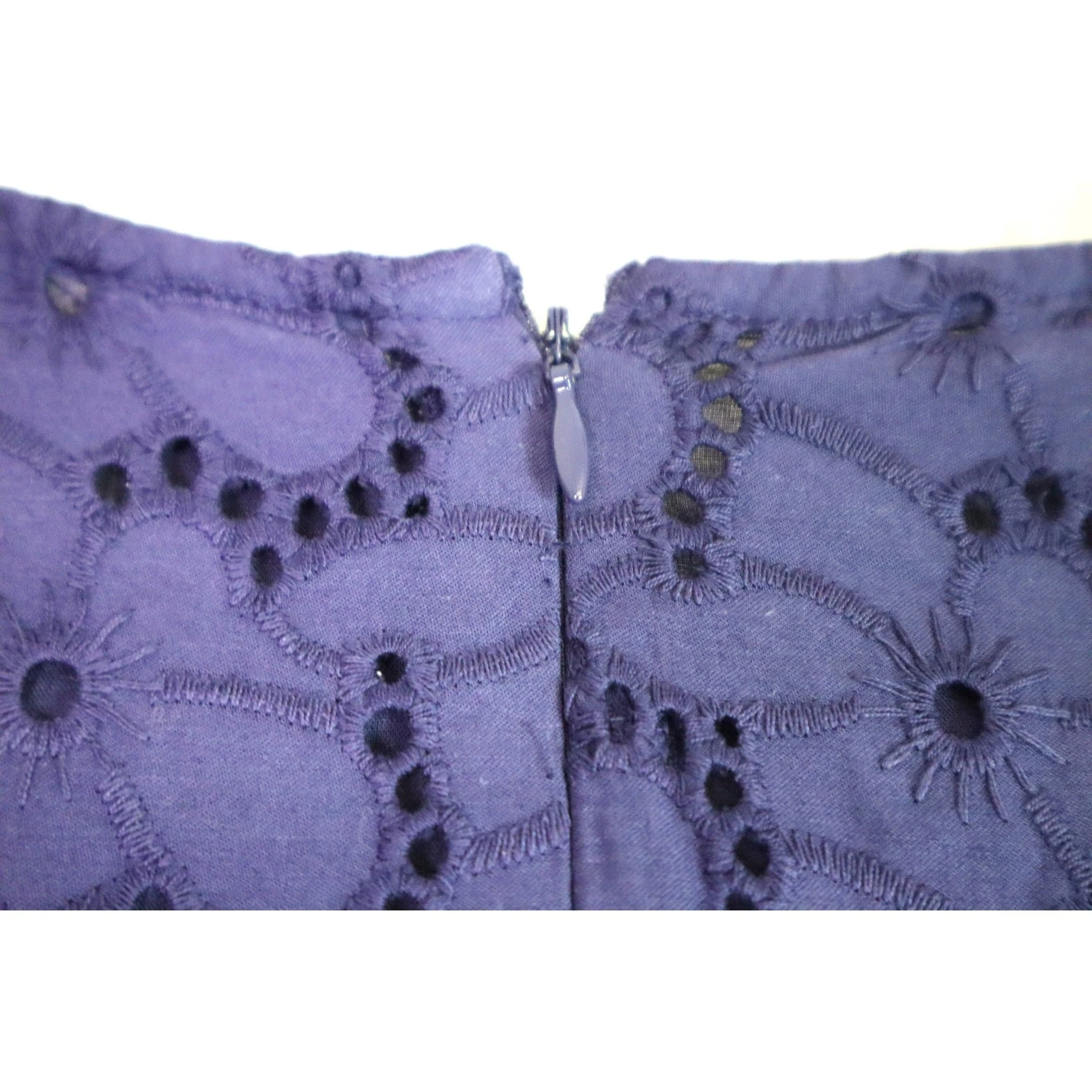 VALENTINO Abito Rue Valentina pizzo occhiellato 2X corto viola intenso blu 100% cotone boho