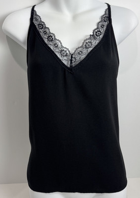 BP. Nordstrom Black Lace Trim V-Neck Camisole Top Size M