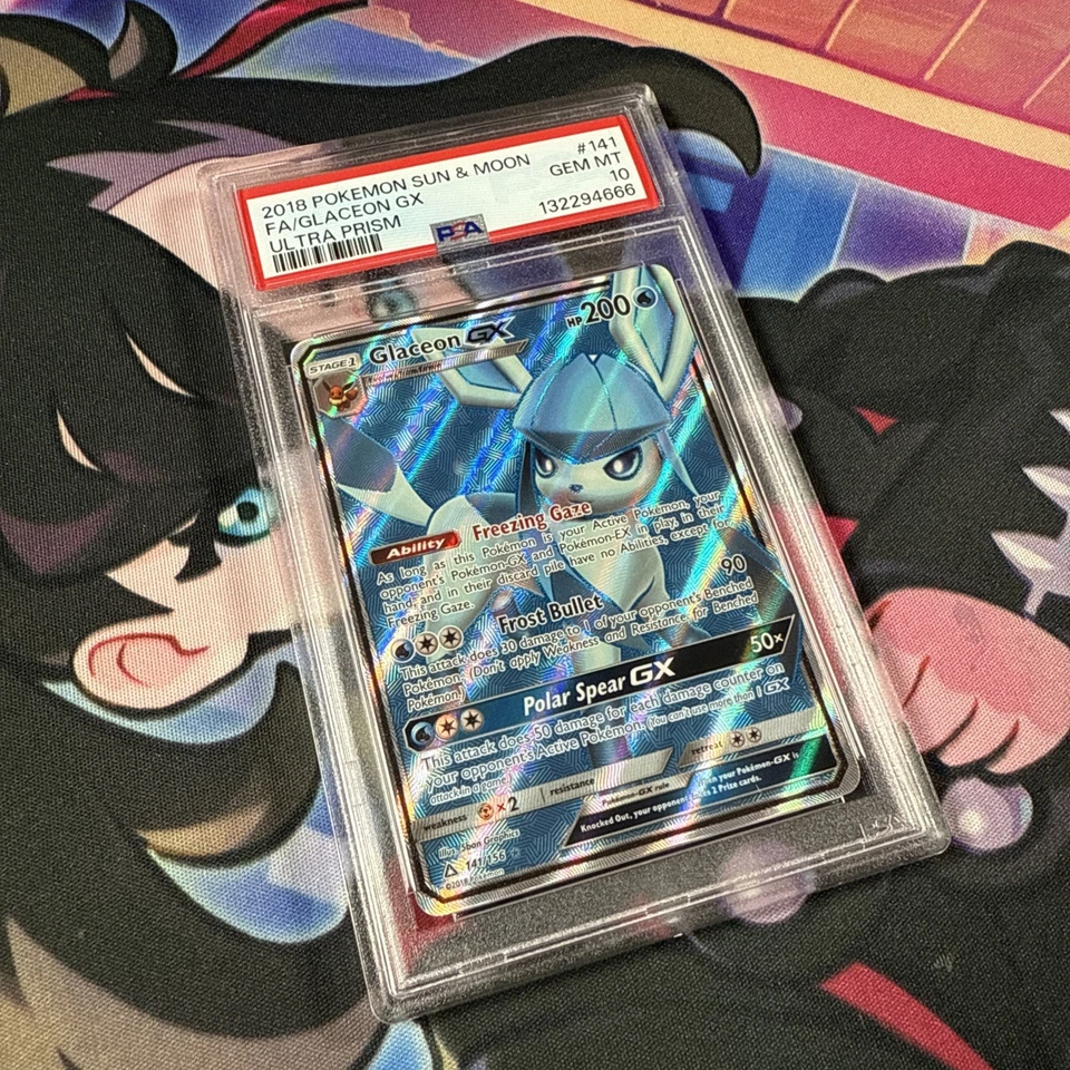 2018 POKEMON SUN & MOON ULTRA PRISM #141 FULL ART/GLACEON GX PSA 10 - Image 3 of 4