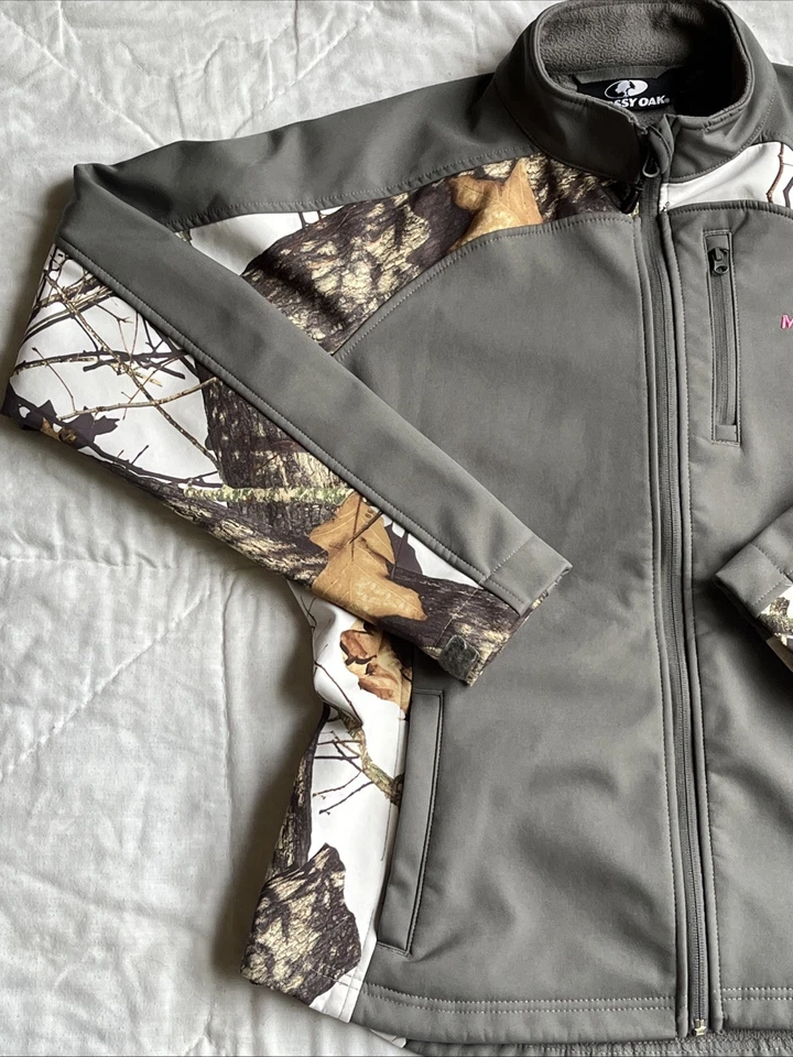 Mossy Oak женщин белый и серый снег флис камуфляж полный молнии куртка размер S EUC изящный - Изображение 2 из 4