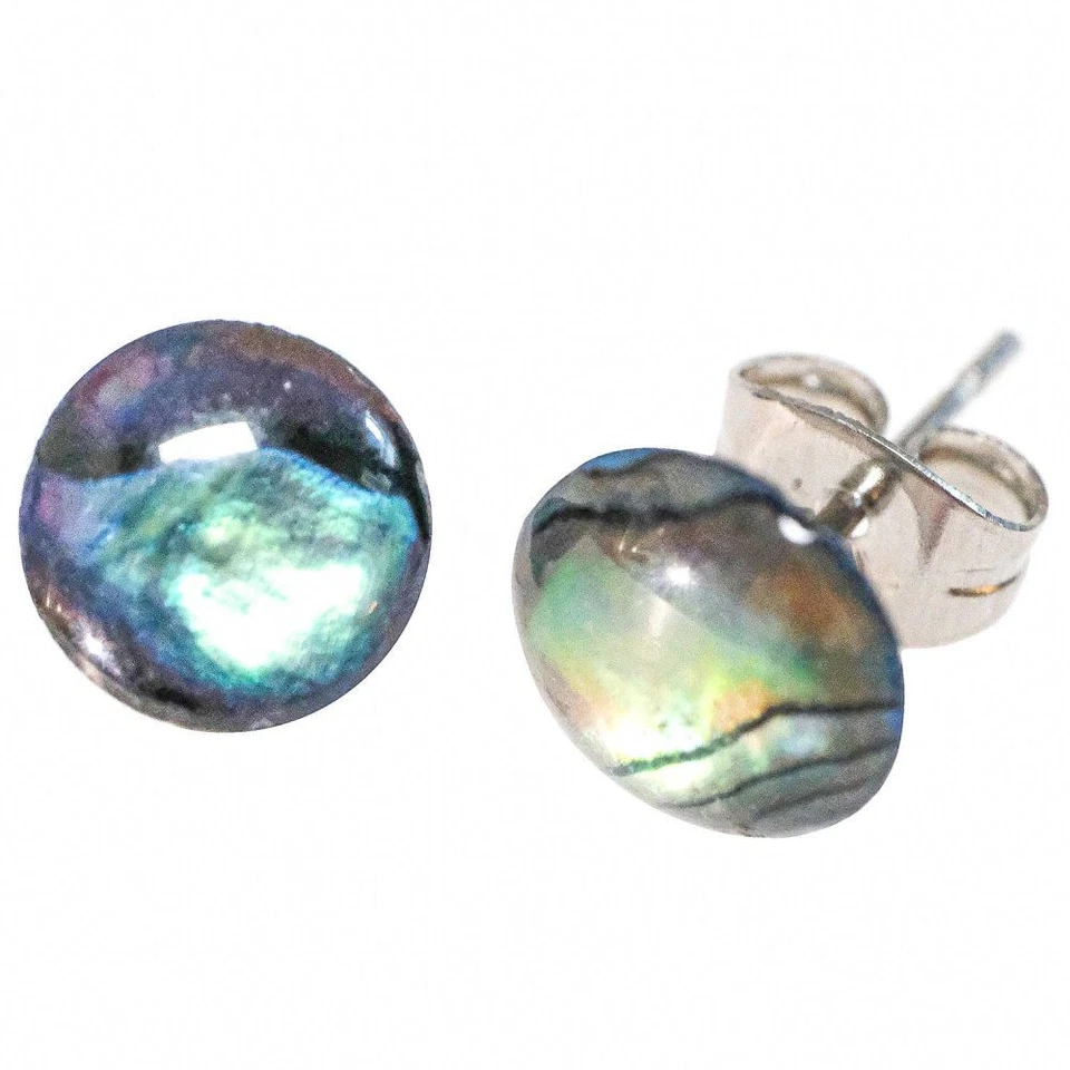 Boucles d'oreilles puce avec nacre abalone paua - Photo 1/1