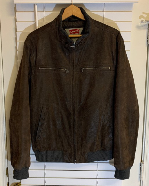 Levi's Brown Suede Leather Bomber Jacket - Men's Size Large | eBay