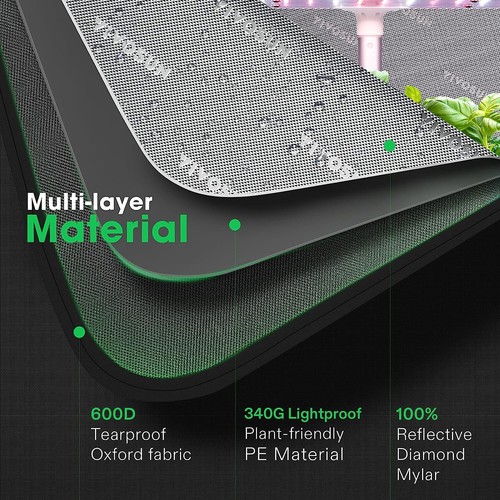 VIVOSUN Small Grow Tent 20”x14”x21” High Reflective Mylar Room Non Toxic - Picture 5 of 9