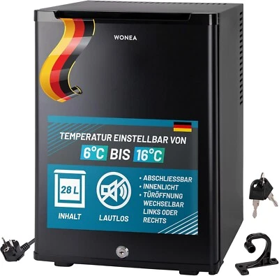 Mini Kühlschrank 28 Liter lautlos, Minikühlschrank mit Schloss, Minibar (B-Ware)