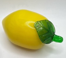 Vintage Hand Blown Murano Style Art Glass Fruit - Yellow Lemon