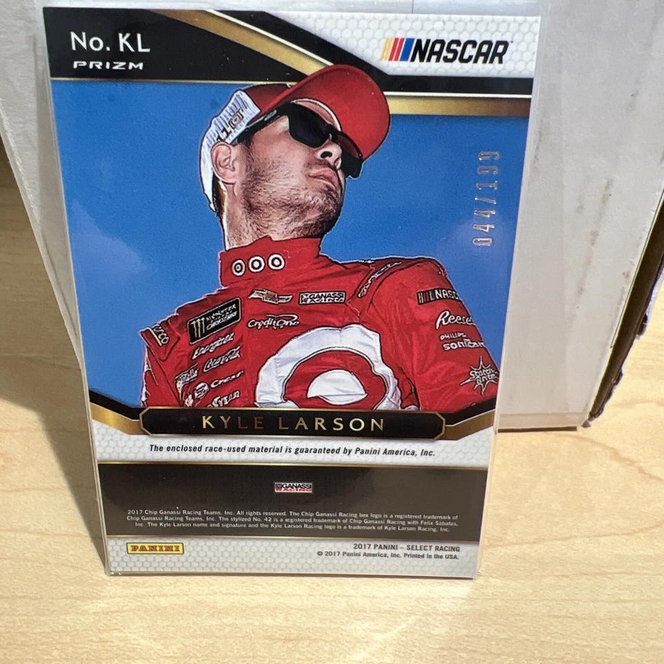 2017 Panini Select Select Swatches Red Prizm 44/99 Kyle Larson #KL - Image 4 of 4
