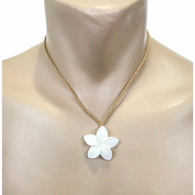 Hawaiian Jewelry Hand Carved Buffalo Bone Plumeria Flower Pendant from