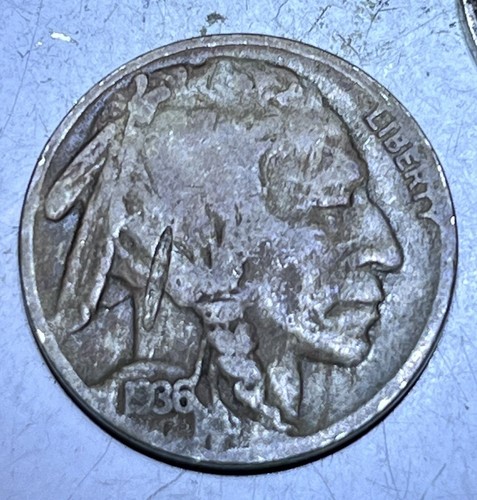 1936-D 5c Buffalo Nickel/Struck-Through Fragment/RPM D over ? - Picture 22 of 23