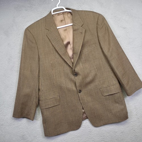Joseph Abboud Blazer Mens 44S Silk Alpaca Wool Houndstooth Tweed Suit Jacket - Picture 2 of 22
