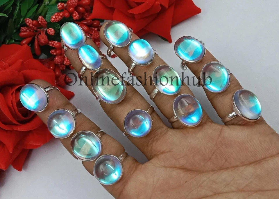 Alluring Mystic Topaz Gemstone 925 Sterling Silver Plated Handmade Rings Lot - Image 3 of 3