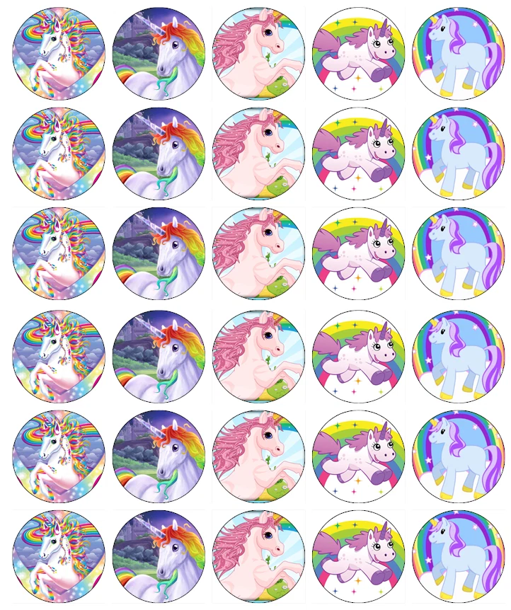 30x Licorne Magique Cupcake Toppers Comestible Papier Gaufré Fairy Gâteau - Photo 1/1