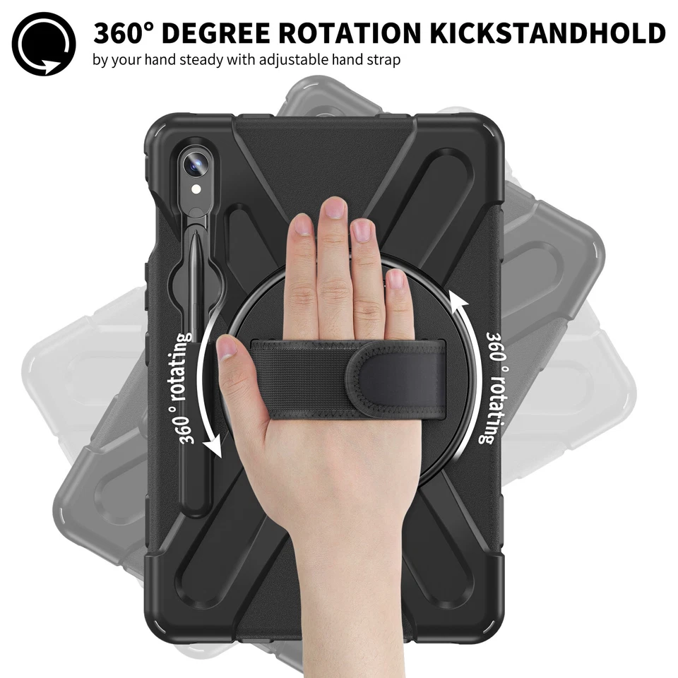 For Samsung Galaxy Tab S9 Ultra S9 FE A9+ Rotating Shockproof Carry Tablet Case - Image 4 of 4