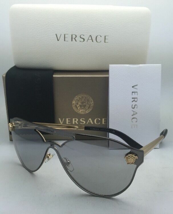 New VERSACE Sunglasses VE 2161 1002/6G Gold & Black Frames w/ Grey