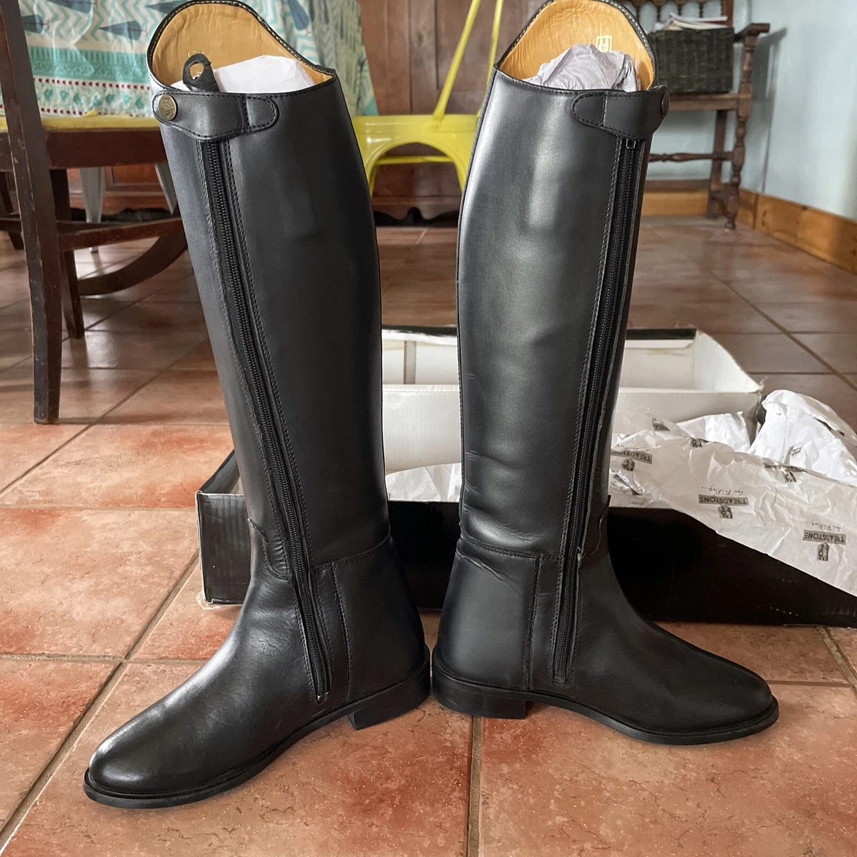 treadstone tall leather Dressage dress equestrian boots black 7S
