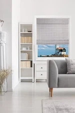 Cordless Light Filtering Bamboo Roman Window Blind Sun Shade with Valance - Gray