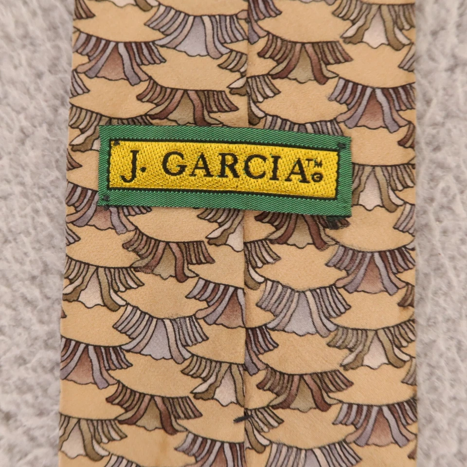 Corbata J Garcia Marrón Beige 100% Seda Hecha en México Jerry Garcia 3.5" Foto 3 de 4
