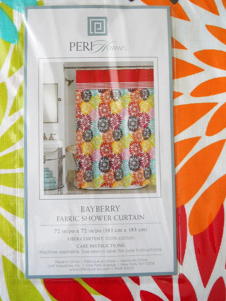 CORTINA DE CHUVEIRO BRILHANTE MULTI FLORES MARGARIDA TECIDO LUXO POR PERI HOME COLLECTION - Imagem 4 de 4