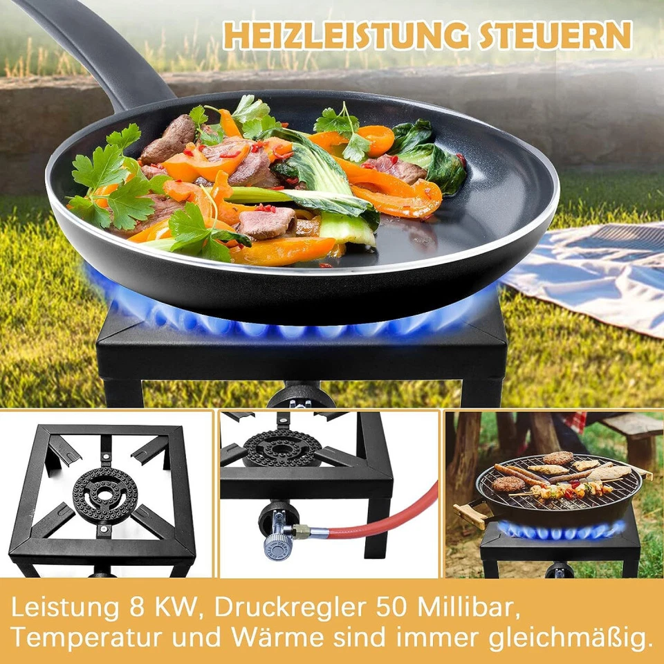 Gaskocher Gasbrenner Campingkocher Hockerkocher Wok Gas Camping Druckimnderer - Bild 4 von 4
