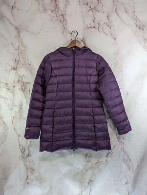 Eddie Bauer Down Puffer Jacket Women Small Parka Coat Hood