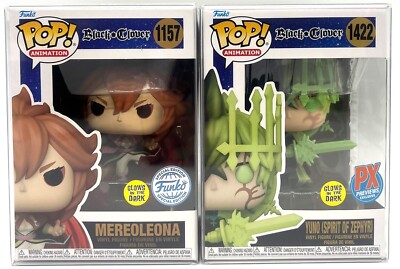 Funko Pop! Black Clover Mereoleona SE Glow#1157 & Yuno PX Glow #1422 Set of 2