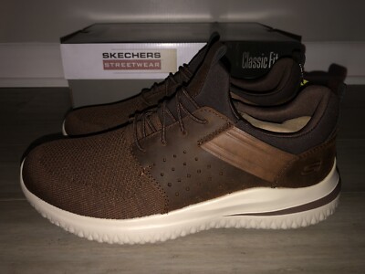 New Skechers Delson 3.0 Cicada Men's 11.5 Brown Sneakers Shoes