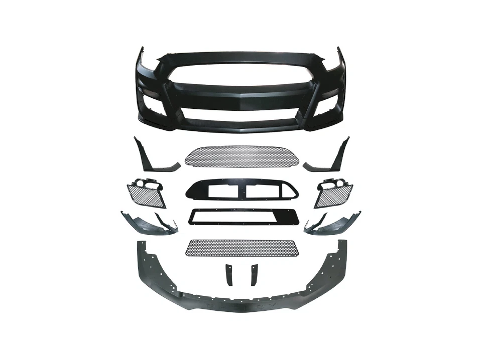 Conversión de parachoques delantero con labio delantero para Ford Mustang GT500 2015-2017 estilo Foto 2 de 4