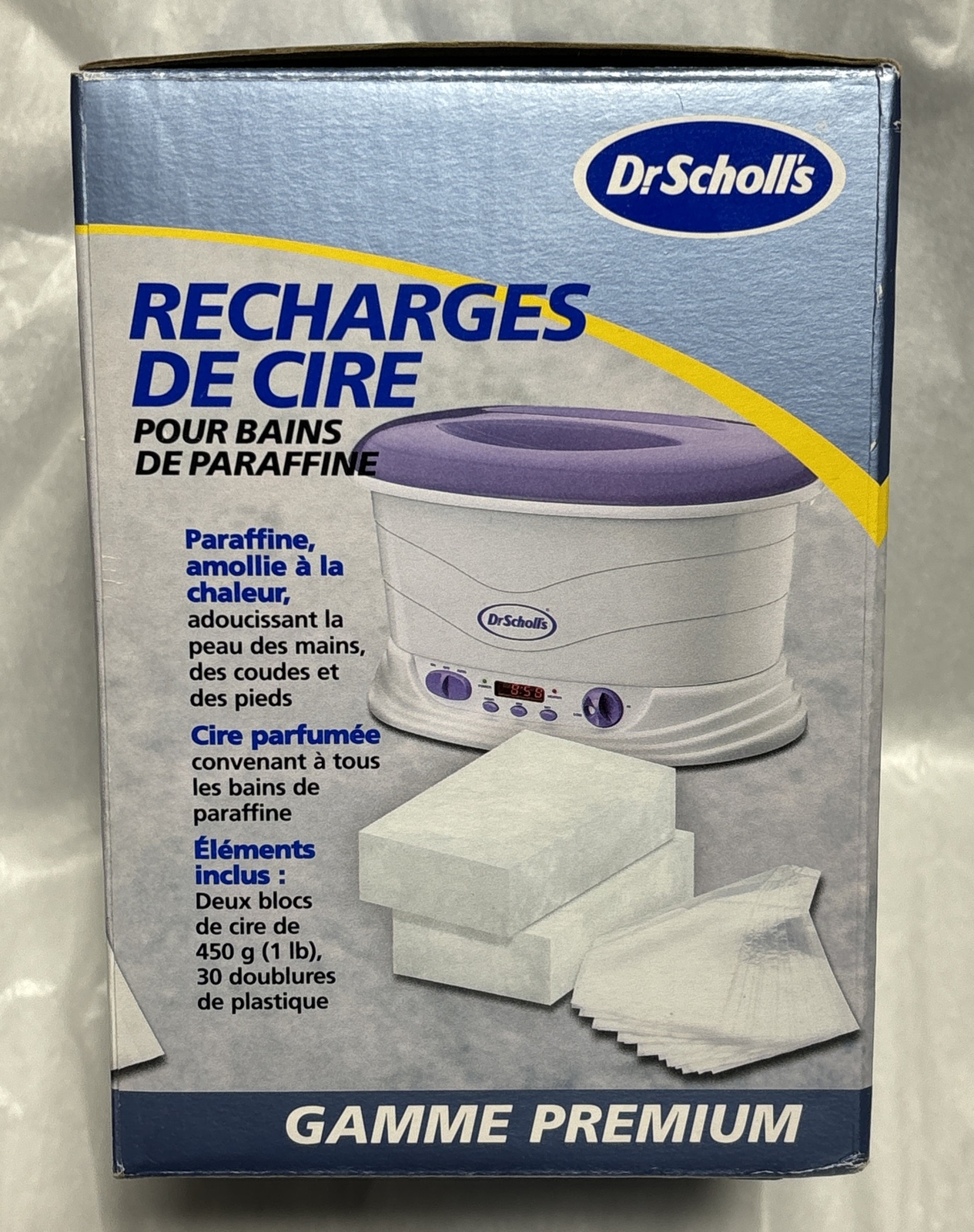 New Dr Scholl’s Paraffin Bath WAX REFILLS 2 Blocks of Wax, 30 Plastic
