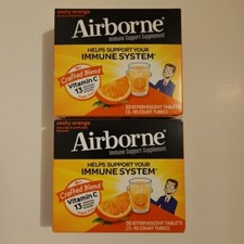 Airborne Immune Support Effervescent Tablets Zesty Orange X2 Exp 2027 