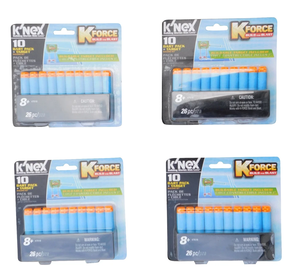 K-Force 4 Packungen 10´er Pfeile mit Zielscheibe Dart Pack Darts K´Nex 47518 - Bild 1 von 3