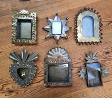 Set of 6 PUNCHED TIN NICHOS handmade mexican folk art southwester wholesale lot