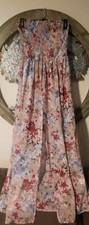 Shein Smocked Strapless Floral Maxi Swim Cover Dress Full Slit Size M  NWOT