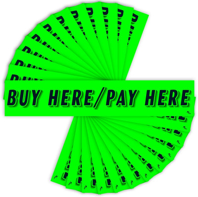 Versa Tags Dealership Stickers 12 Pack of Buy Here Pay Here Stickers Car Lot Wi
