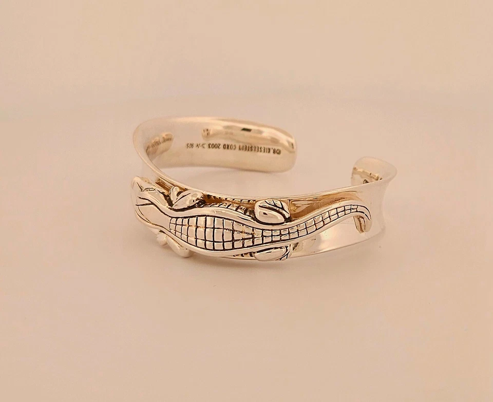 Brazalete de cocodrilo Barry Kieselstein Cord 2003 plata esterlina y diamantes Foto 2 de 4