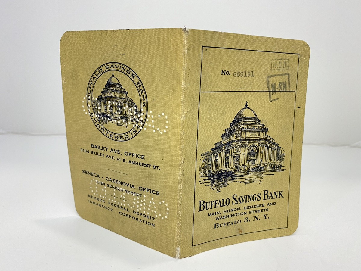【SALE】Savings ACCOUNT REGISTER アイボリーボード付 1960' S Vintage Bank Savings Account Passbook -Buffalo Savings