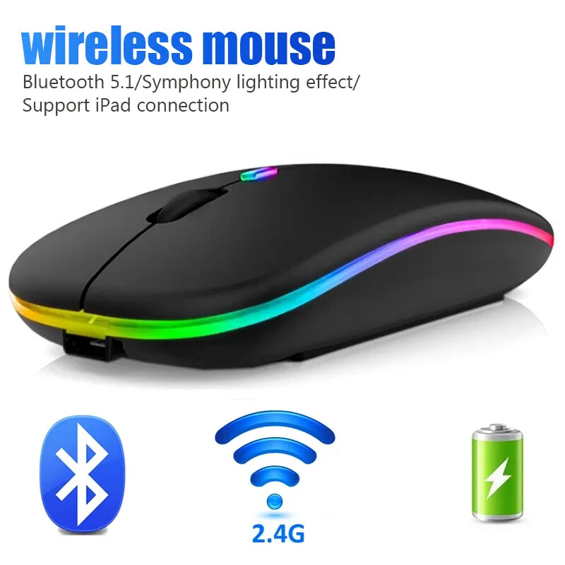 Bluetooth RGB Rechargeable Silent Wireless Mouse for Laptop PC-image