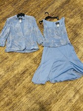 Alex Evenings Women's Size 6 Tea Length Sequin Mock Dress Sky Blue MSRP $189
