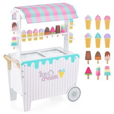 Kid's Ice Cream Cart Food Trunk Play Toy Set w/Display Rack  Accessories