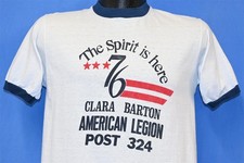 vtg 70s SPIRIT IS HERE 76 CLARA BARTON AMERICAN LEGION POST 324 RINGER t-shirt M