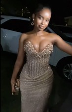 Luxury Pearls Prom Dresses Sweetheart Corset Mermaid Long Party Dress Sequin