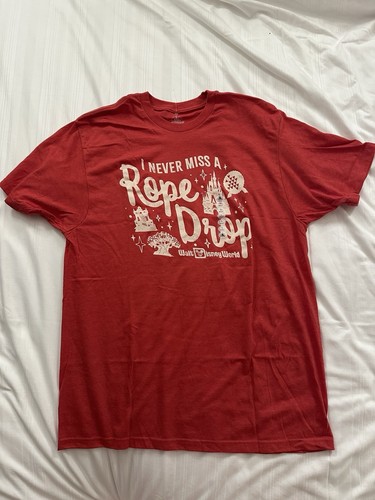 Disney Parks Disneyland I Never Miss A Rope Drop Adult T-Shirt LARGE New 2025
