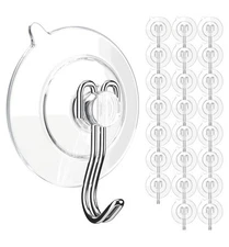 GLUIT Suction Cup Hooks -Wall Hangers for All Purposes Heavy Duty 3 Lbs, 24 Pack