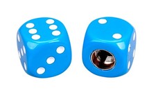 Porkchop Dice Bicycle Tire Schrader Valve Caps Pair - Maui Blue W White Pips