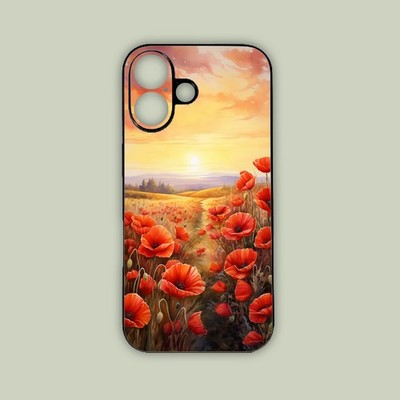Sunset Poppy Field Watercolour Art Phone Case MagSafe iPhone Samsung Motorola