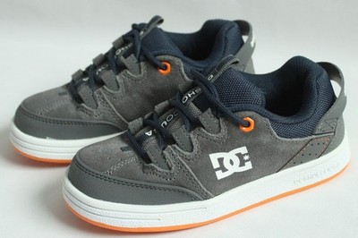 DC Shoes Boys Size 12.5 Syntax Skate Shoes Sneakers Grey/Dark Navy ADBS100257